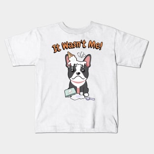 Funny french bulldog got caught stealing ice cream Kids T-Shirt